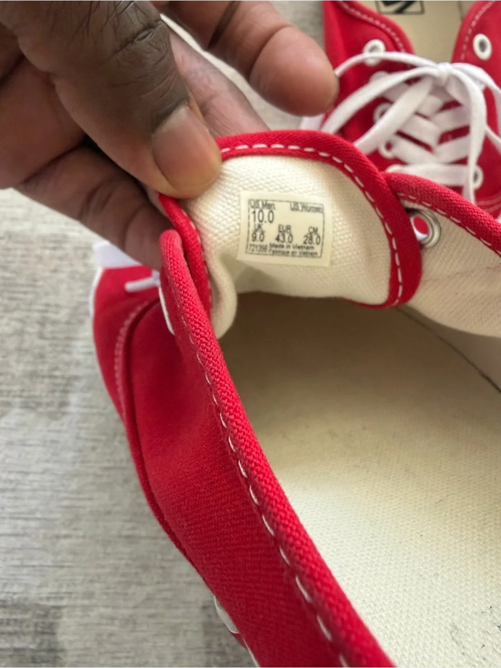 Vans Authentic - Red Canvas Low Top Sneakers with White Accents